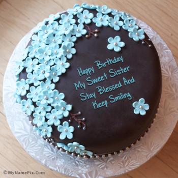 birthday wishes for sister with chocolate cake